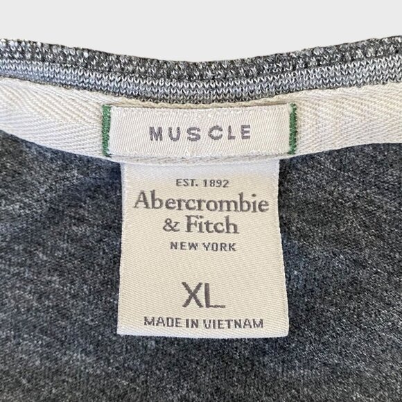 Abercrombie & Fitch Henley Shirt Gray Men's Size XL Long-Sleeve Muscle Fit - Picture 8 of 11